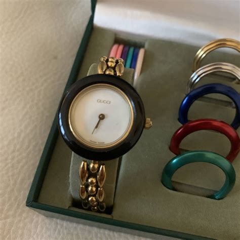 gucci ladies watch changeable bezel|gucci bezel watch original price.